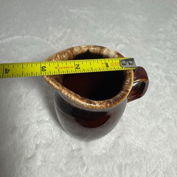 Vintage Brown Drip Glaze Stoneware Pitcher Curved Spout & Handle Oven Proof USA - Picture 6 of 6